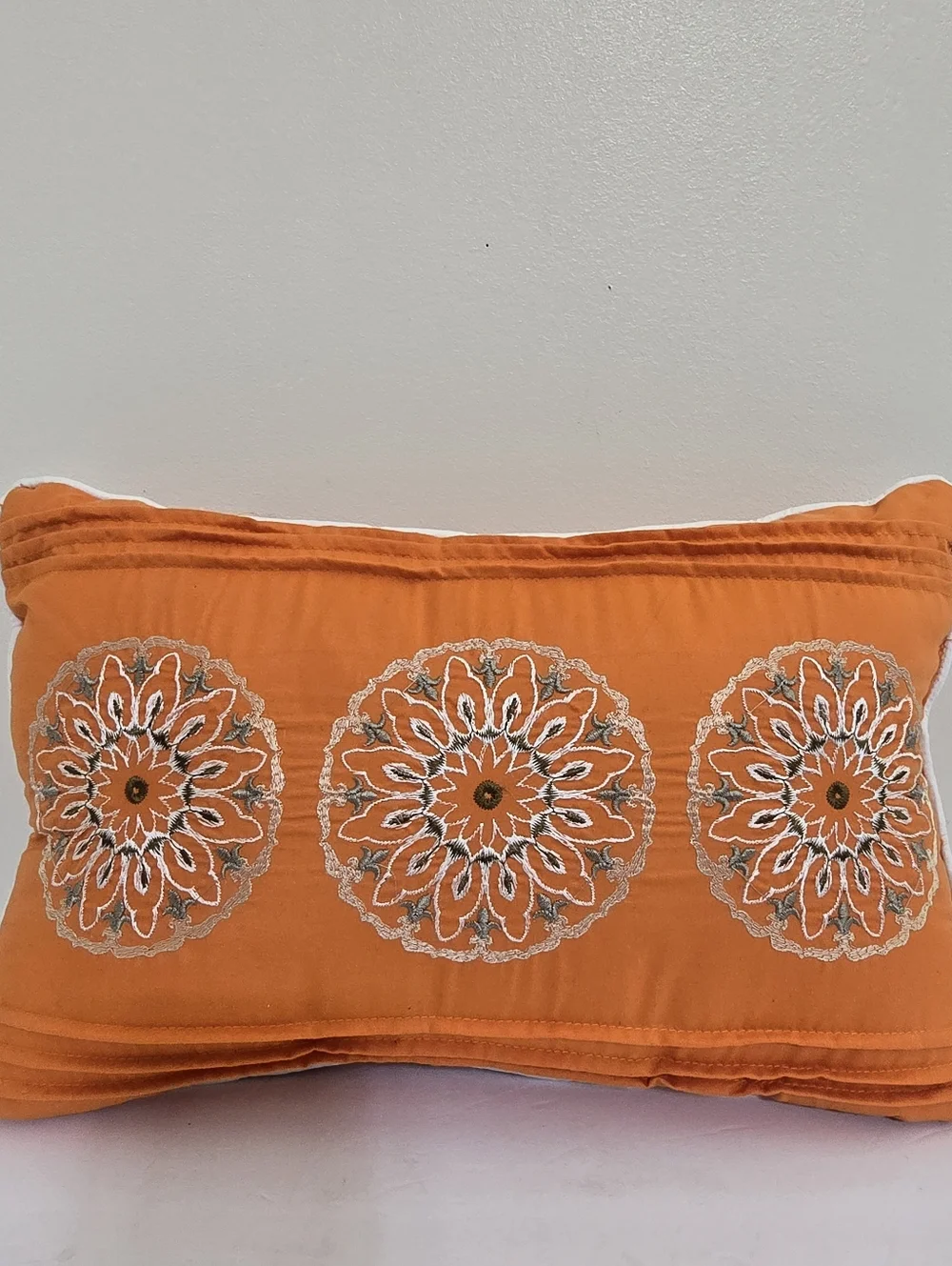 MADISON PARK Decorative Bed Pillow Orange Embroidered Rectangular 12 x‎ 18